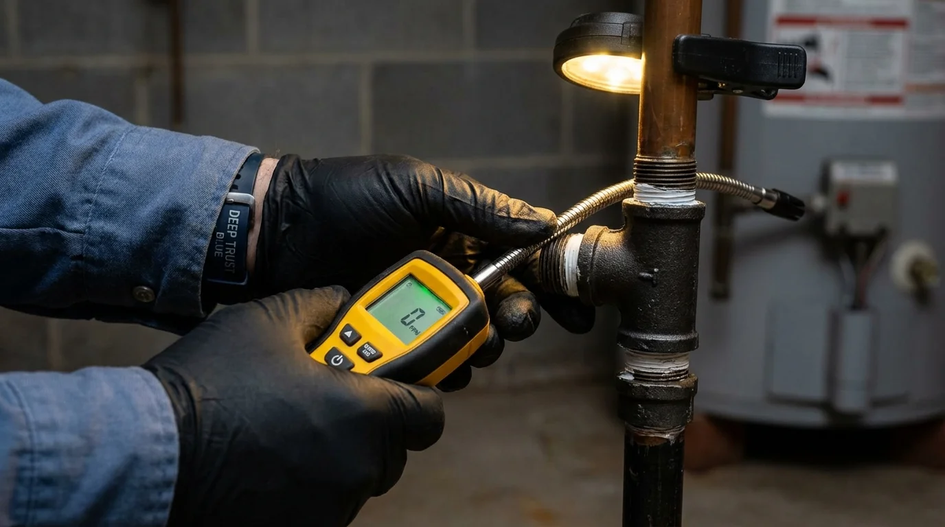 Gas leak detection with electronic sniffer by Johns Plumbing LLC in Elbridge